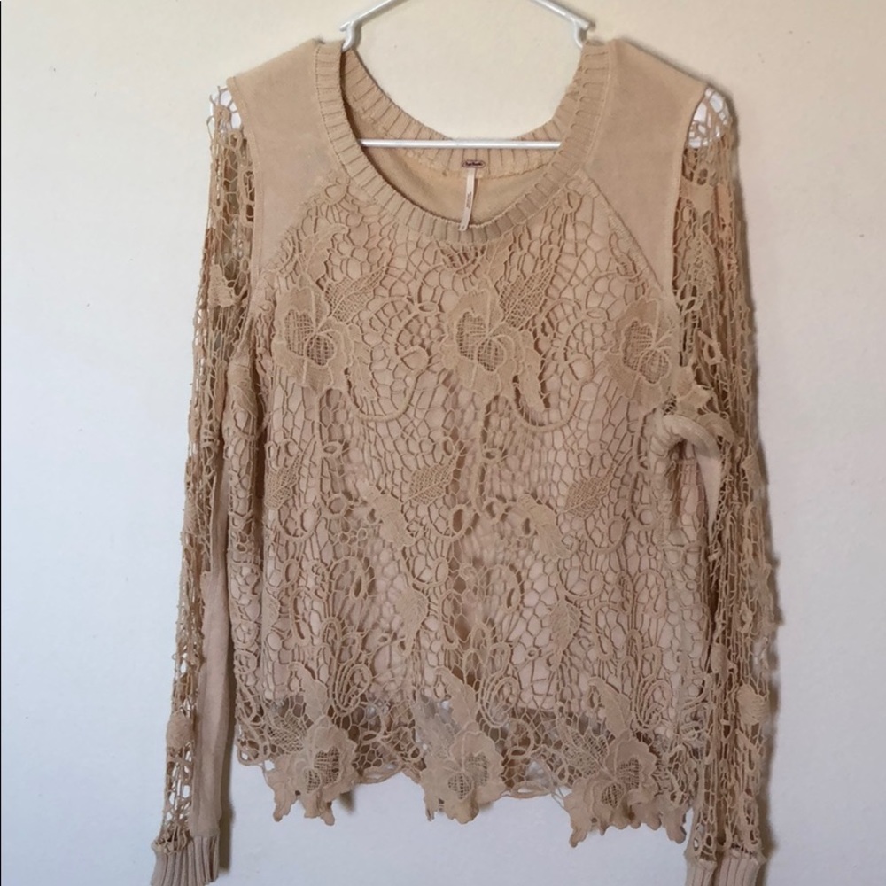 Free People open back crochet sweater
